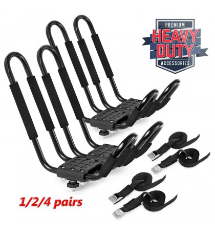 1-4 Pair Kayak Ski Roof Rack Canoe Carrier Top J-Bar Mount for SUV Truck Van Car