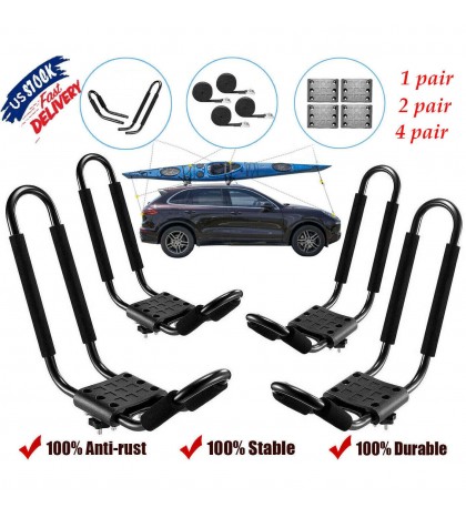 1-4 Pair Kayak Ski Roof Rack Canoe Carrier Top J-Bar Mount for SUV Truck Van Car