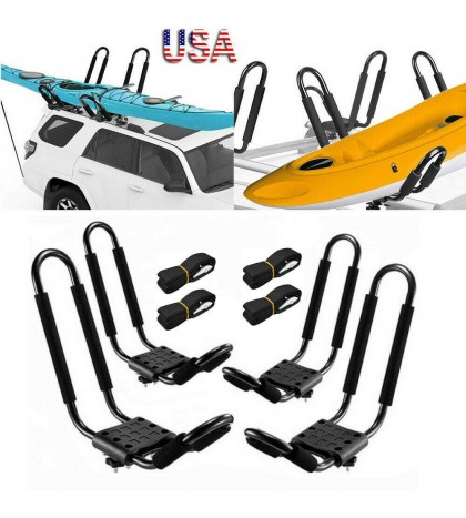 1-4 Pair Kayak Ski Roof Rack Canoe Carrier Top J-Bar Mount for SUV Truck Van Car
