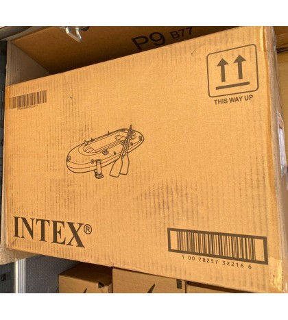 Intex Seahawk 3 Person Inflatable Boat Set with Aluminum Oars & Pump | 68380EP