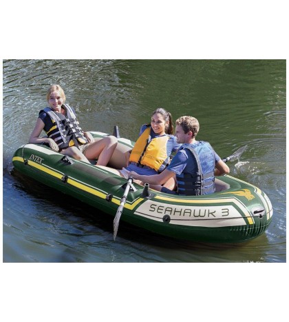 Intex Seahawk 3 Person Inflatable Boat Set with Aluminum Oars & Pump | 68380EP