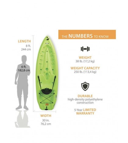 Lifetime Daylite 8ft Sit-on-top Kayak Saddle Included T Handles Storage Include