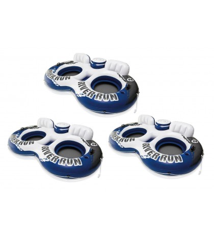 Intex River Run II 2-Person Water Tube w/ Cooler and Connectors (3 Pack) 58837EP