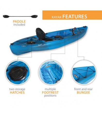 Fishing Kayak w/Paddle 10 Ft Lifetime Tamarack Angler 100, Made in USA