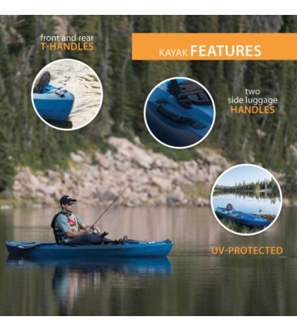 Fishing Kayak w/Paddle 10 Ft Lifetime Tamarack Angler 100, Made in USA