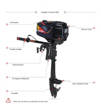 2/4-Stroke 3.5/6.5/18 HP Outboard Motor Fish Boat Trolling Engine Water Cooling