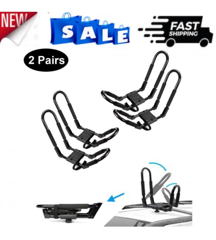 Kayak Roof Rack for Car Carrier Kayaks 2 Pairs Foldable Universal J-Bar Rack