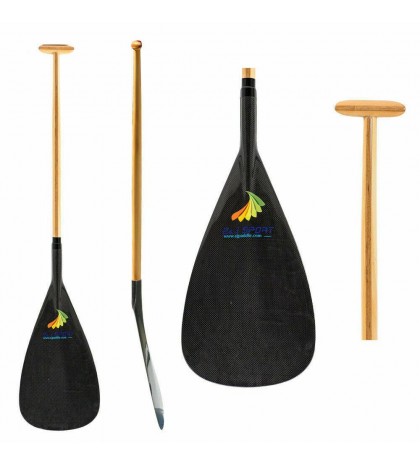 ZJ SPORT Hot Sells Hybrid Outrigger Canoe Paddle With Straight Wooden Shaft