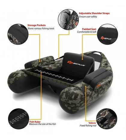 Fishing Kayak Boat Inflatable Dry Waterproof 1 Person Set Float Tube Hand Pump