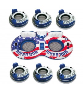 Intex American Flag 2 Person Float w/ River Run 1 Person Tube (6 Pack) Intex American Flag 2 Person Float w/ River Run 1 Person Tube (6 Pack)