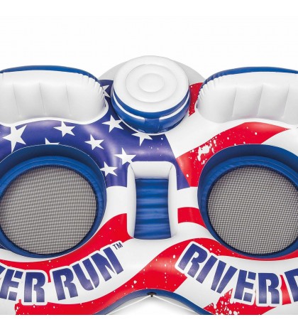 Intex American Flag 2 Person  Float w/ River Run 1 Person Tube (6 Pack)