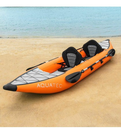 AquaTec Inflatable Kayaks [2 Sizes] | WATER SPORT BOAT With Pump, Bag & Paddles