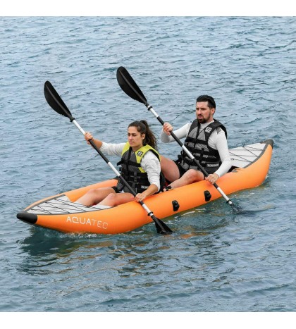 AquaTec Inflatable Kayaks [2 Sizes] | WATER SPORT BOAT With Pump, Bag & Paddles