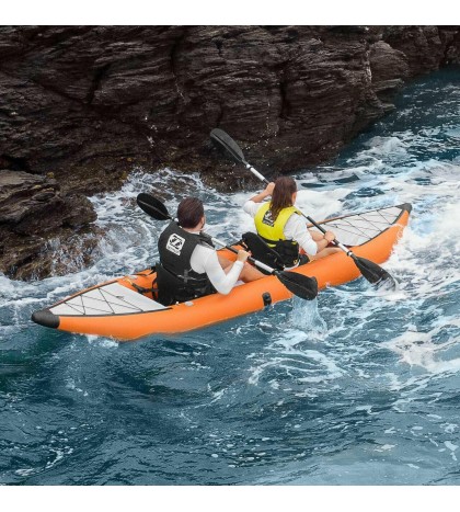 AquaTec Inflatable Kayaks [2 Sizes] | WATER SPORT BOAT With Pump, Bag & Paddles
