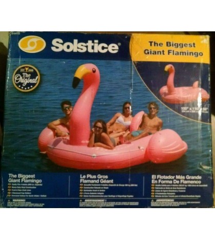 Solstice The Biggest Giant Flamingo Inflatable Island for Lakes Fits 4+Adults