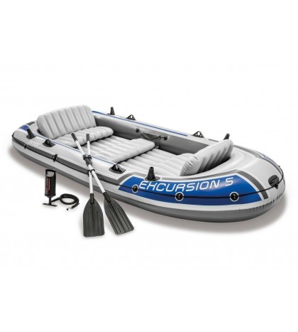 Intex Excursion Inflatable Boat Series 5-person w/ Aluminum Oars & Air Pump