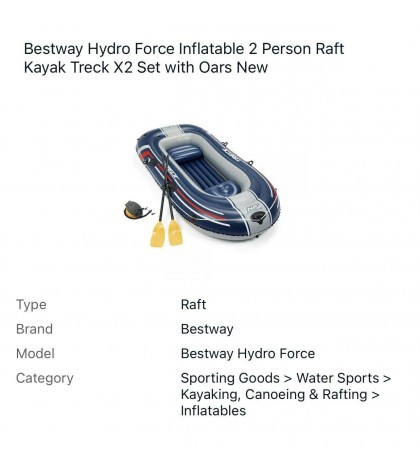 Bestway Hydro Force Inflatable 2 Person Raft Kayak Treck X2 Set with Oars New