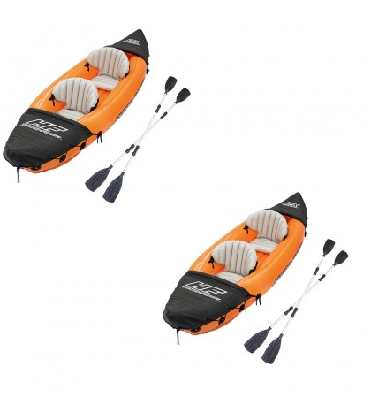 Bestway 126 x 35 Inches Lite-Rapid X2 Inflatable Kayak Float with Oars (2 Pack)
