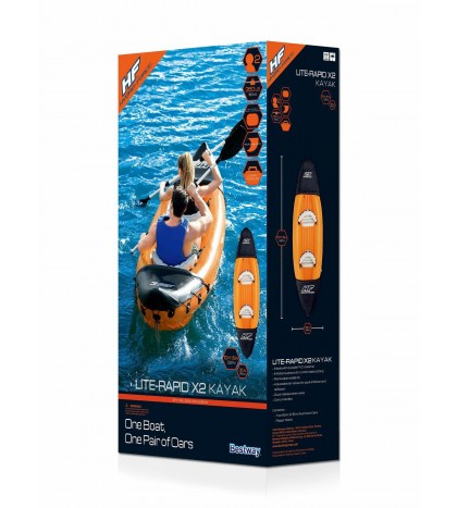 Bestway 126 x 35 Inches Lite-Rapid X2 Inflatable Kayak Float with Oars (2 Pack)