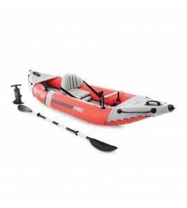 Intex Excursion Pro 1 Person Inflatable Fishing Vinyl Kayak with Oar and Pump