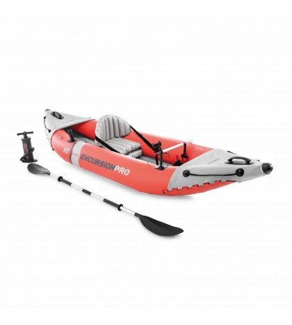 Intex Excursion Pro 1 Person Inflatable Fishing Vinyl Kayak with Oar and Pump