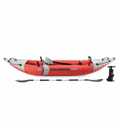 Intex Excursion Pro 1 Person Inflatable Fishing Vinyl Kayak with Oar and Pump