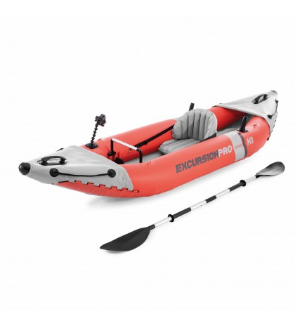 Intex Excursion Pro 1 Person Inflatable Fishing Vinyl Kayak with Oar and Pump