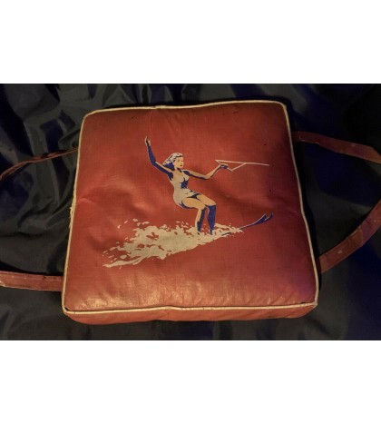 vintage Vinyl Soft Boat Sit Cushion Water Sport Sking Sexy Girl Woman Rare
