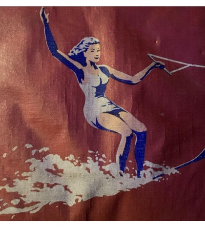 vintage Vinyl Soft Boat Sit Cushion Water Sport Sking Sexy Girl Woman Rare