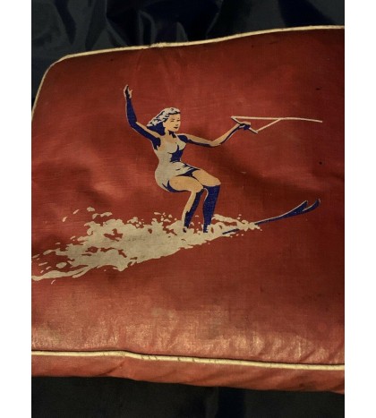 vintage Vinyl Soft Boat Sit Cushion Water Sport Sking Sexy Girl Woman Rare