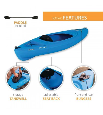 New original Lifetime Pacer 8 ft Kayak (w/Paddle) dragonfly blue/lime green colo