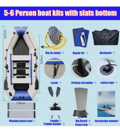 PVC inflatable boat 3 layer inflatable fishing wear-resistant 2-6 Person Kayak