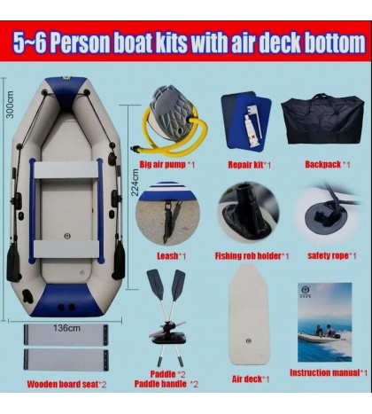 PVC inflatable boat 3 layer inflatable fishing wear-resistant 2-6 Person Kayak