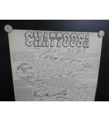 1979 William Nealy Chattooga River Whitewater Paddling Cartoon Map 1st Vintage