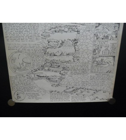1979 William Nealy Chattooga River Whitewater Paddling Cartoon Map 1st Vintage