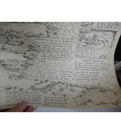 1979 William Nealy Chattooga River Whitewater Paddling Cartoon Map 1st Vintage