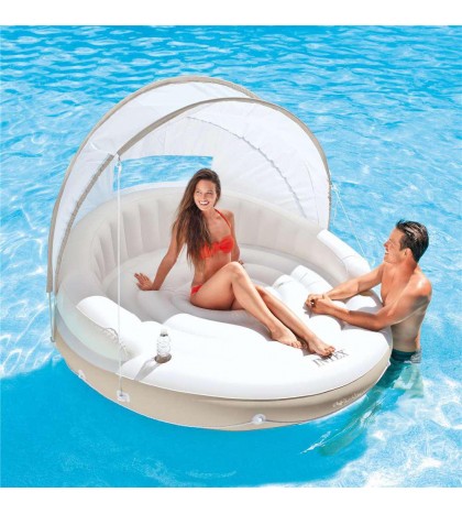 Intex Inflatable Canopy Island Float & Bestway Tropical Breeze 6 Person Float
