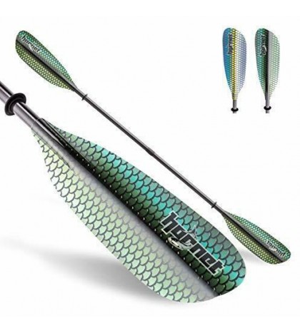 Graphic Fiberglass Kayak Paddle- Ideal for Touring, Fishing and Green Scales