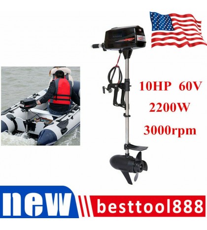 10HP 60V Electric Brushless Motor Outboard Motor Boat Engine Tiller Control US