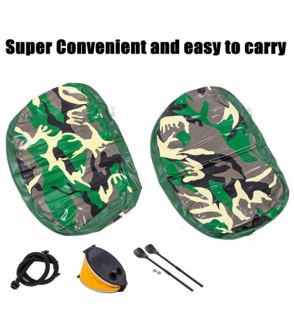 4 Person Fishing Boat Inflatable Rowing Tender Blow Up Raft With Pump Camouflage