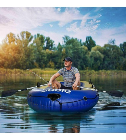 Inflatable Excursion Boat Set For Fish Rod Holders, Pump & 2 Oars - SA-HF024