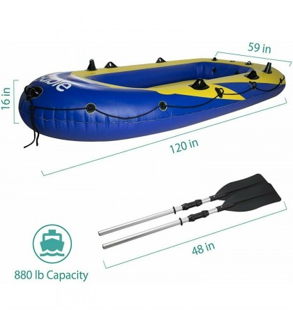 Inflatable Excursion Boat Set For Fish Rod Holders, Pump & 2 Oars - SA-HF024