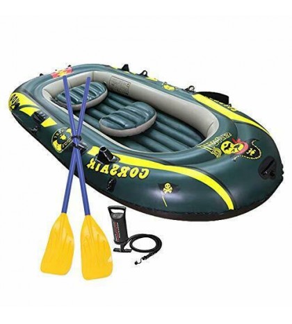 Inflatable Boat Set for 3 Person - Inflatable Raft Boat Set with Pump and Oars