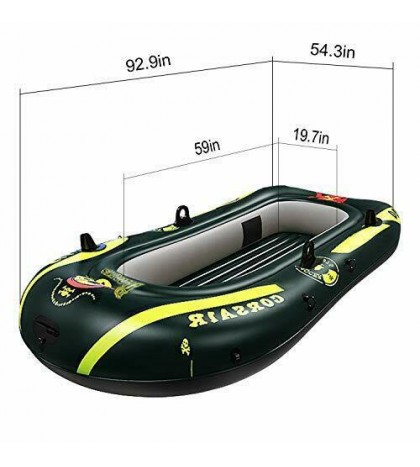 Inflatable Boat Set for 3 Person - Inflatable Raft Boat Set with Pump and Oars