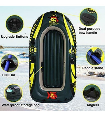 Inflatable Boat Set for 3 Person - Inflatable Raft Boat Set with Pump and Oars