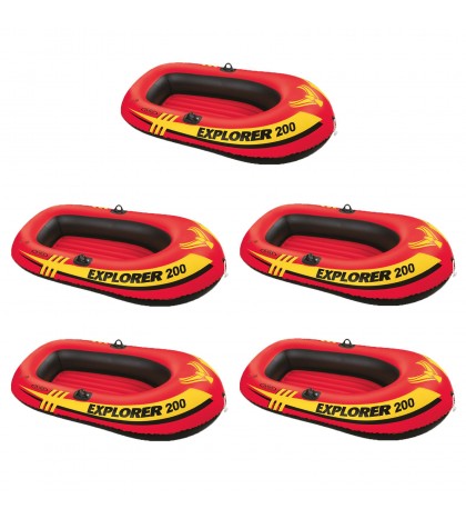 Intex Explorer 200 Inflatable 2 Person River Raft Set w/ 2 Oars & Pump (5 Pack)
