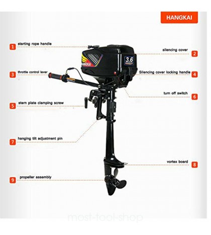 2/4Stroke 3.5-7HP Outboard Inflatable Motor Fishing Boat Engine Air/WaterCooling