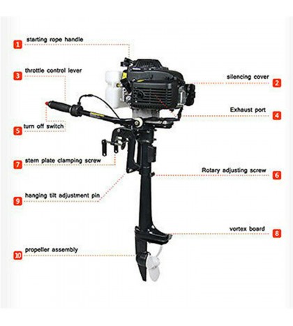 2/4 Stroke 3.5/3.6/4/6.5/7.0HP Outboard Motor Boat Engine with Air/water Cooling