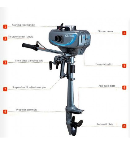 2 /4 Stroke 3.5/3.6/4/6.5/7 HP Outboard Motor Boat Engine Air/water Cooling CDI