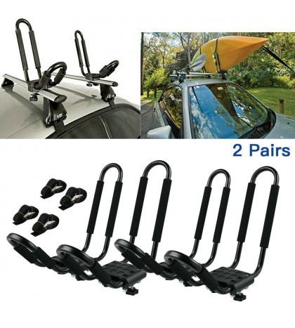 2 Pairs J Bar Kayak Canoe Top Mount Roof Rack Carrier +Straps For Subaru BRZ